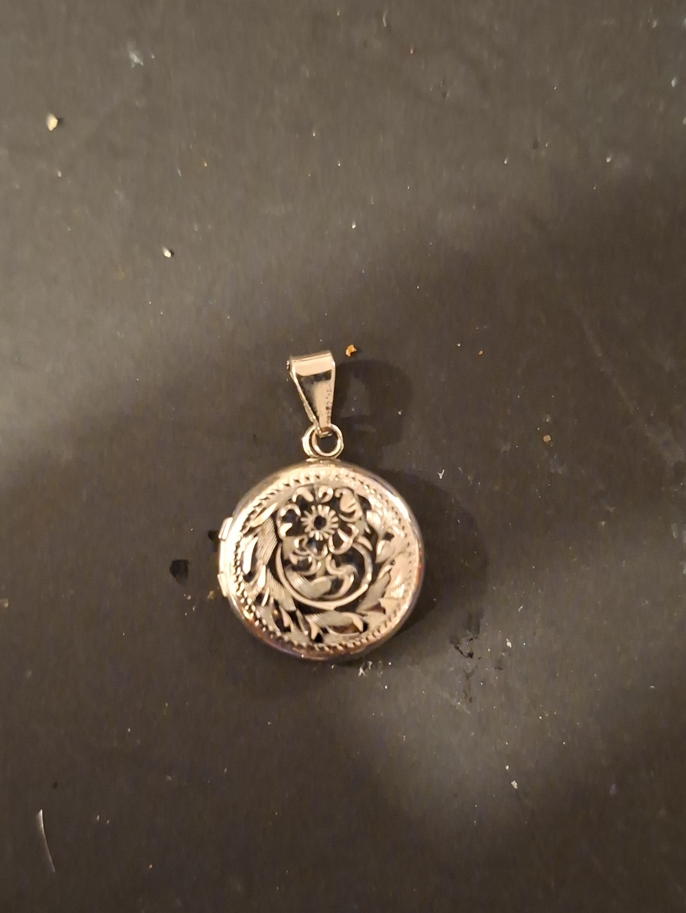 Sterling Silver Round Engraved Locket Pendant Necklace - Women's Jewelry